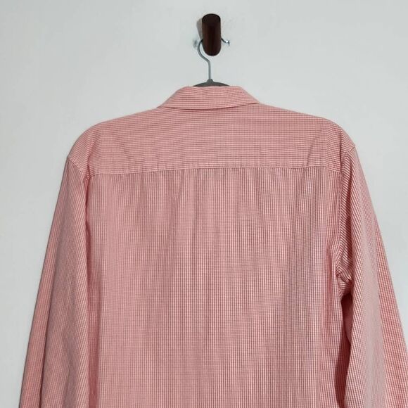 Calvin Klein Orange Gingham Button-Down Shirt Size Large Orange Button-Up Shirt - Picture 5 of 7